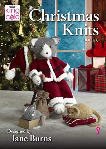 King Cole Christmas Knits Book 6 - Hooded Blanket Doorstop Wreath Toilet Roll Covers & Santa Claws, Beige Black Brown Green Grey Red White