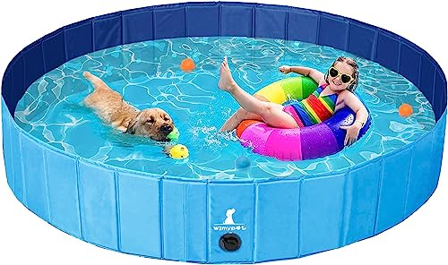 Wimypet Vasca da Bagno per Cani, Piscina per Bambini, Lavandino Pieghevole per Animali Domestici con Antiscivolo in PVC Ecologico Resistente all'Usura（160 x 30 cm）