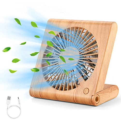 GeeRic Ventilador de mesa, mini ventilador portátil USB ventilador plegable silencioso para Home Office y cuaderno de viaje con 3 velocidades