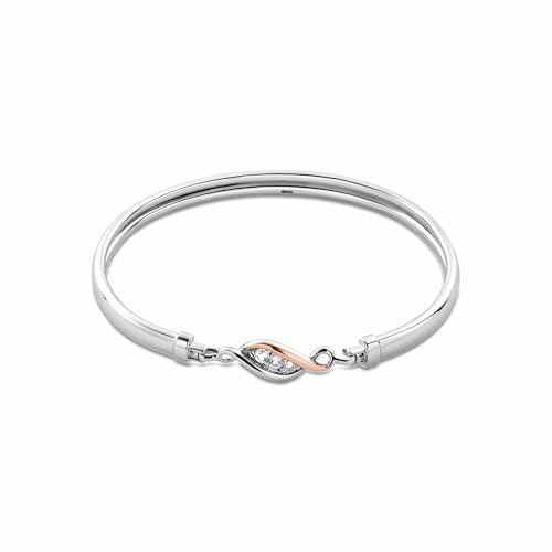 Clogau Past Present Future Sterling Silver Bangle with Topaz