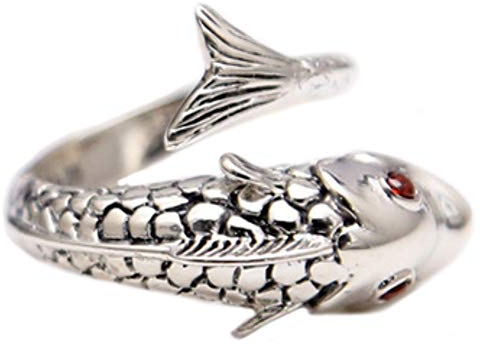 Helen de Lete S925 Sterling Silber Vintage Red Eye Fisch verstellbar