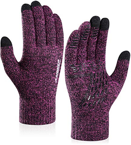 coskefy Winter Knit Gloves Touchscreen Gloves Thermal Wool Lined Texting Gloves Running Gloves for Men Women