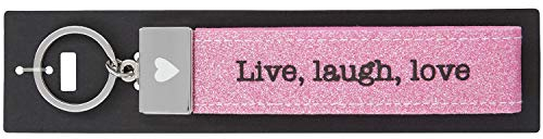 Depesche 4298-112 Schlaufen Schlüsselanhänger aus Filz, mit graviertem Metallabschluss und kultigem Aufdruck, Live, Laugh, Love, pink, ca. 17 x 3 x 1 cm