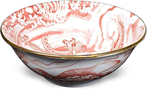 Happy Sales HSXLP-DRGPK8, japanische XL-Schüssel, 20,3 cm, Mehrzweck-Schüssel, Ramenschüssel, Udon Soba Tempura, Nudeln, Pho Donburi, Reis, Tayo Schüssel, Dusty Pink Dragon