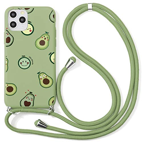 ZhuoFan Handykette Handyhülle für iPhone 11 Hülle mit Band, Aesthetic Weich Silikon Schutzhülle Avocado Motiv mit Kordel zum Umhängen Einstellbar 63in Halsband Necklace Lanyard Case