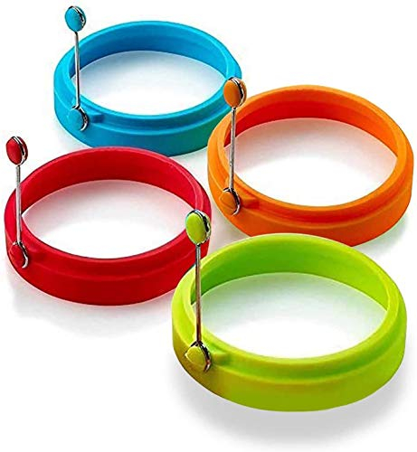 Silikon Eierring,Eierring Bratring 4 Stück Antihaftbeschichtet Eier Kochringe Silikon Pfannkuchenform Perfekte Spiegeleier Form oder Pfannkuchen Ringe