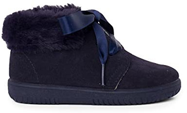 Pisamonas Botitas Niña Serraje Cuello Pelo Cordones Raso Talla 30 Color Azul Marino