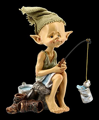 Pixie Goblin Figurine - Angler Petri Heil | Gnome Dwarf Decoration