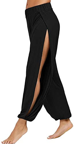 CCOOfhhc Haremshose Damen Sporthose Yogahosen Schlitz Hose Baggy Hippie Boho Pumphose Pluderhose Hosen mit Elastisch Bund Sweatshose Streifen Sweatpants Elastischer Jogginghose
