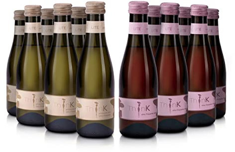 ThinK | Organic Piccino Rosé & Prosecco Wine (ABV 11% Alcohol) | Mixed Case of 6 x 200ml ThinK Prosecco & 6 x 200ml ThinK Pink Rose | Miniature Sparkling Wine | Pack of 12