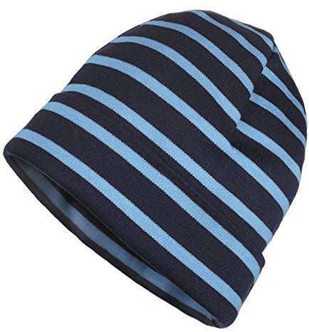 modAS Mütze Maritime Rollmütze Unisex für Kinder und Erwachsene – Ringelmütze Baumwollmütze mit Streifen in Royal/Weiß bis 52 cm Kopfumfang (Kleinkind)