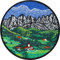Alpen Aufnäher Alpine Berglandschaft Bergliebe Patch Alpenverein Aufkleber Bügelbild Naturschutz Aufbügler Naturfreunde Jeans Flicken Applikation zum annähen - 80x80mm