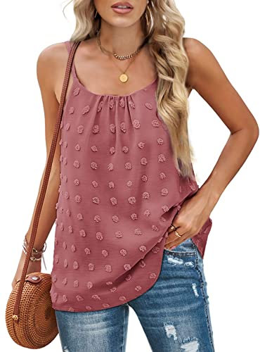 Rayson Canotta da Donna Elegante Top Estivo Senza Maniche Spalline Regolabili Chic Canottiera Donna Solida Casual Halter Tank Top Backless(Rosa,L)