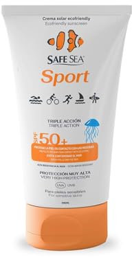 SAFE SEA - Sonnenschutz Sport - Sonnencreme mit dem Schutz vor Quallenstichen LSF 50+ - Vegane Formel - Sport Sonnencreme Sehr Wasserfest und mit Hohem Sonnenschutz - Für Empfindliche Haut - 100 ml