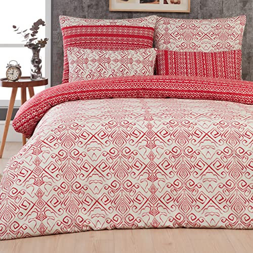 Mixi Trends Bettwäsche Bettgarnitur Bettbezug Baumwolle 135x200 155x220 200x200 200x220 Modern, Größe:155 x 220 cm, Design Bettwäsche:Anthea D23