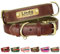 Beirui Genuine Leather Dog Collars Personalised,Soft Padded Leather Dog Collar,Custom Heavy Duty Dog Collar with Metal Hardware, Engrave Name Plate Adjustable Small Medium Large Dog-XL,Brown 42-55cm