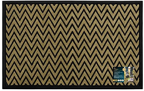 JVL Vienna Rubber Backed Scraper Doormat, 60x90cm, Zigzag