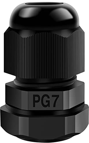 20 Stück Kabelverschraubung PG7, Hanibos Kabeldurchführung Wasserdicht IP68 Kabeleinführung Schwarz Einstellbar Kabelverschraubungen für Outdoor Garten Schaltkasten Abzweigkasten