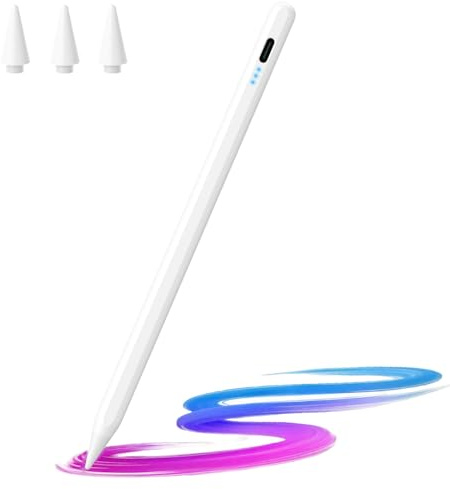 iPad stylus with palm rejection, active pencil compatible with Apple iPad Pro (2018-2022) (11/12.9), iPad Air 3/4/5, iPad 6/7/8/9/10, iPad Mini 5/6th generation for precise writing/drawing