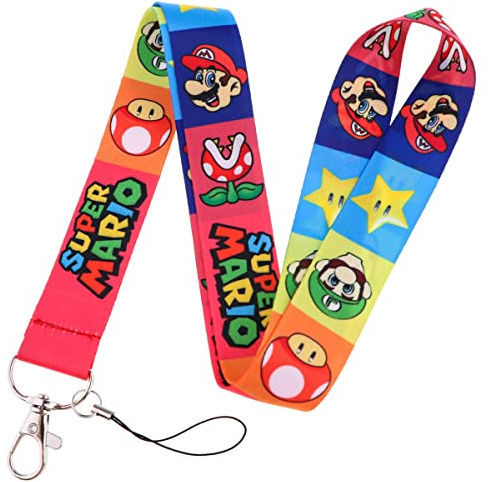 Supe Mario Lanyard Schlüsselanhänger, Anime ID Badges Lanyard, Schlüsselband für Ausweishalter, Handyhülle (1)