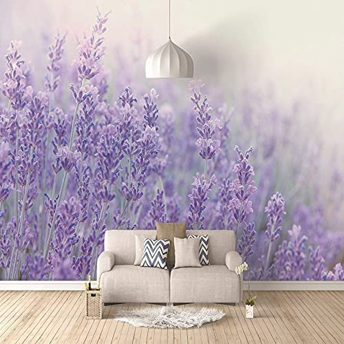 Décalcomanie De Papier Peint Pelable Et Autocollant Pour Décoration Murale Paysage De Champ De Fleurs De Lavande Pourpre Bricolage Mur Art Peintures Murales Maison D 140 (largeur) x 70 (hauteur) cm