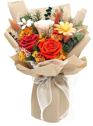 QOEAZY Flowers for Delivery, Preserved Flowers Bouquet with Gift Box, Rose Gifts for Women Mom Grandma