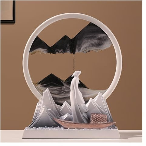 Sablier 3D Paysage de Sable de mer Profonde, Ornement de Style Chinois for Bureau, Chambre à Coucher, décor de Table (Color : Gray)