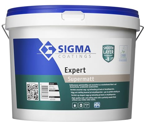 Sigma Expert - Pintura al Agua para Pared (2,5 L, para Interiores, Supermate, Base de Acrilato 100% Puro)