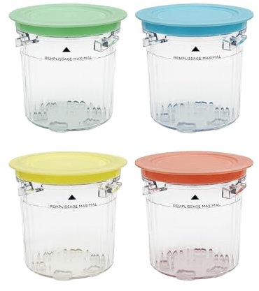 Replacement Ice Cream Pint Containers with Lids, Compatible with Ninja Creami Breeze NC100/NC200 Series Ice Cream Makers: NC101 NC201 NC201Q NC205A CN201CO CN205A. (Green/Blue/Yellow/Pink)
