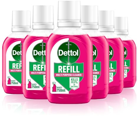 Dettol Refill Multi Surface Spray, Pomegranate, Multipack of 6 X 50ml, Total 300ml, Makes 750ml Per Refill, Antibacterial Surface Cleaner Spray, Antibacterial, Disinfectant, Household Cleaners