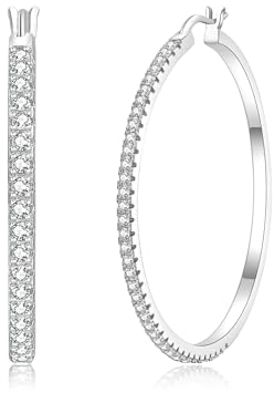 XOEMEL Creolen Silber 925 für Damen - Zirkonia Hypoallergene Ohrringe 14K Vergoldete Gold Creolen