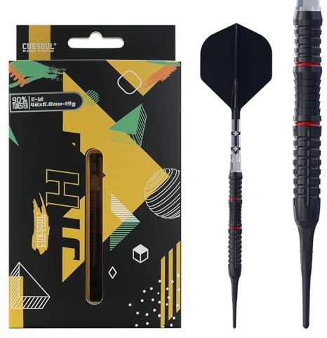CUESOUL JIHO S5 19g Soft Tip 90% Tungsten Dartset mit Titanbeschichtung und vereinheitlichendem ROST T19 Flight