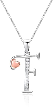 Mesovor Initiale Kette Silber 925 für Damen Mädchen, 100% Sterling-Silber-Buchstaben-Halskette mit Zirkonia, Schmuck, Geschenke für Familie, Mutter, Schwester, Ehefrau (Buchstabe-F)