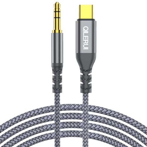 QILERUI Câble USB C vers prise audio auxiliaire 3,5 mm 1,2 m, adaptateur de type C vers casque stéréo de voiture de 3,5 mm, compatible avec iPhone 15 Pro Max 15 Plus, iPad Pro, Galaxy S23 S22 S21