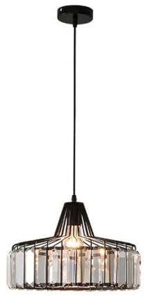 RXPVUXE Suspension en cristal Lustre moderne noir/or Lampe suspendue à hauteur réglable avec cage métallique et abat-jour en tige de cristal, luminaire suspendu industriel pour îlot de cuisine salle à