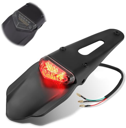 YUNYODA Led Motorrad Rücklicht, 3-Loch SUV Led Vorne Kotflügel Stopper Hinten Kotflügel Trail Moto Kompatibel Für XR250 XR400 XR650 WR250F WR450F CRF250X CRF450X CRF (Grau Linse)