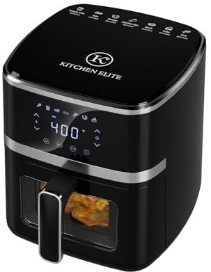 Kitchen Elite® - 5.28 Quart Air Fryer Oven, Compact 7-in-1 Digital Display Kitchen with Easy View Window, Space Saving, Non-Stick Basket and Suitable for