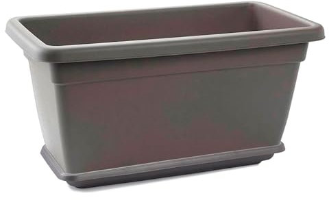 AC - Jardinera de plástico con Plato - 100 cm - Agujeros de Drenaje - Modelo PLFT - Forma Rectangular - Ideal para Decorar tu casa y jardín - Fabricada en España - Color Antracita