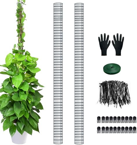 80 Large Moss Pole, 2Pcs Metal Sphagnum Moss Pole, Stackable Moss Poles for Climbing Plants with Zip Ties, Tall Moss Pole for Plants Monstera, Big Climbing Plants(2Pcs 80)