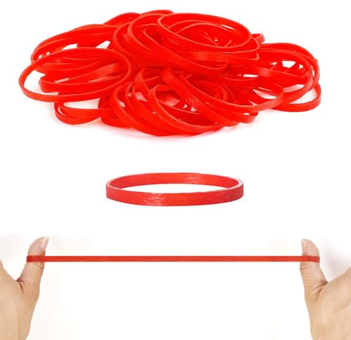 100 Pièces Rouge Elastique Caoutchouc Large, Bandes Élastiques en Caoutchouc, Rubber Band Grand, Resistant, Réutilisable, pour Fourniture Bureau, Famille, École-60 * 5mm