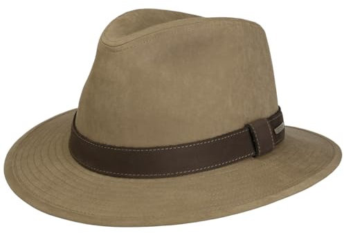Stetson Waxed Traveller Stoffhut Ledergarnitur Herren Sommer Winter Hellbeige L (58-59 cm)