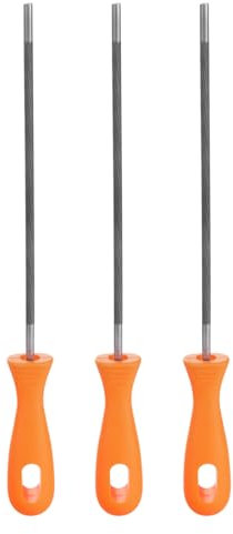 HARFINGTON 3pcs Chainsaw File 13/64(5mm) Chrome Steel Double Cut Round Rasp with Plastic Handle for Chain Saw Polishing