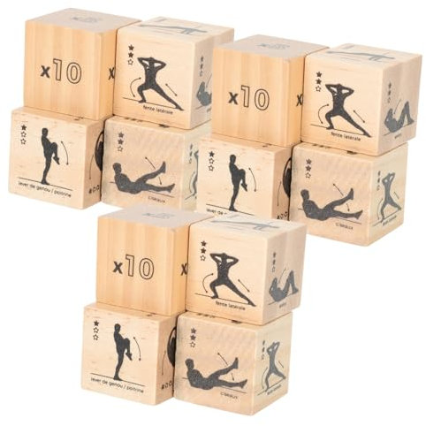 VICASKY 3sätze Holz-würfel Fitnesswürfel Übungswürfel Für Sport Zuhause Lustige Spielwürfel Für Erwachsene Leicht Tragbar Vielseitig Für Workout Yoga Training
