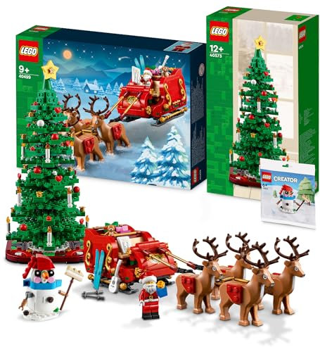 Lego Noel 2024 Forfait - Le traîneau du Père Noël et Lego Sapin de Noel (40499 & 40573), kit pour Lego Village noël, Lego Christmas Bundle