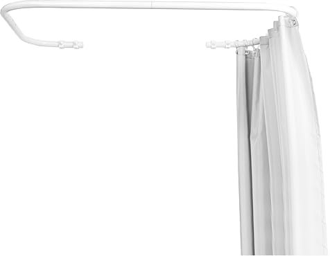 Sasko Duschvorhangstange Duschstange Duschvorhang U-Form Asymmetrisch Aluminium Stabile Belastbarkeit 25 kg Gardinenstange für Vorhang für Badewanne & Dusche Wandmontage - Weiß - 70x130x70 cm