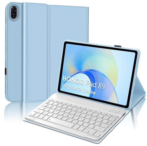 SENGBIRCH Keyboard Case for Honor Pad X9 11.5'' 2023 - Detachable Wireless Bluetooth Keyboard, Protective Cover for Honor Pad X9 11.5'' with Keyboard, Light Blue