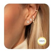 Dochais Damen-Ohrringe 925er Silber 14 K Vergoldet, Creolen mit Doppel-Piercing Hypoallergen GoldMehrere Ohrlöcher Piercings, Tragus Helix Ohr Piercing Ohrstecker Schmuck