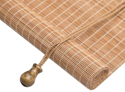 Bambus jalousien innen ohne bohren,bambus rollo aussenbereich 90 100 110 120 150 160cm breit natur,bambus raffrollo weiß,sichtschutz rollo fenster sonnenschutz für Terrasse Balkon(Carbonised C)