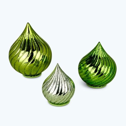 Online Fuchs 3er Set Glastropfen mit LED-Lichterkette, Funkeleffekt, 6-Stunden Timer und PUNKTEN - Stimmungslicht (Grün)