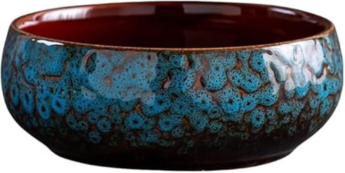 Lotus Bowl Pot de fleurs rétro en céramique pour plantes aquatiques, plantes grasses – Utilisation intérieure et extérieure (bleu)